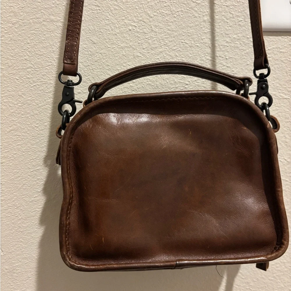 Frye Melissa Top Handle Leather Crossbody Bag in Dark Brown - Picture 2 of 6